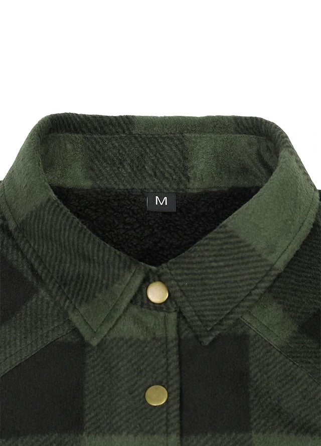Women's Fleece Lined Snap Button Shirt Jacket