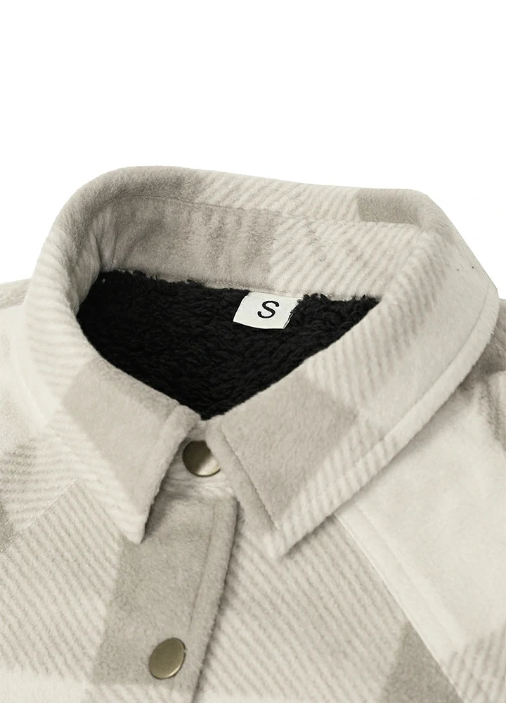 Women's Fleece Lined Snap Button Shirt Jacket