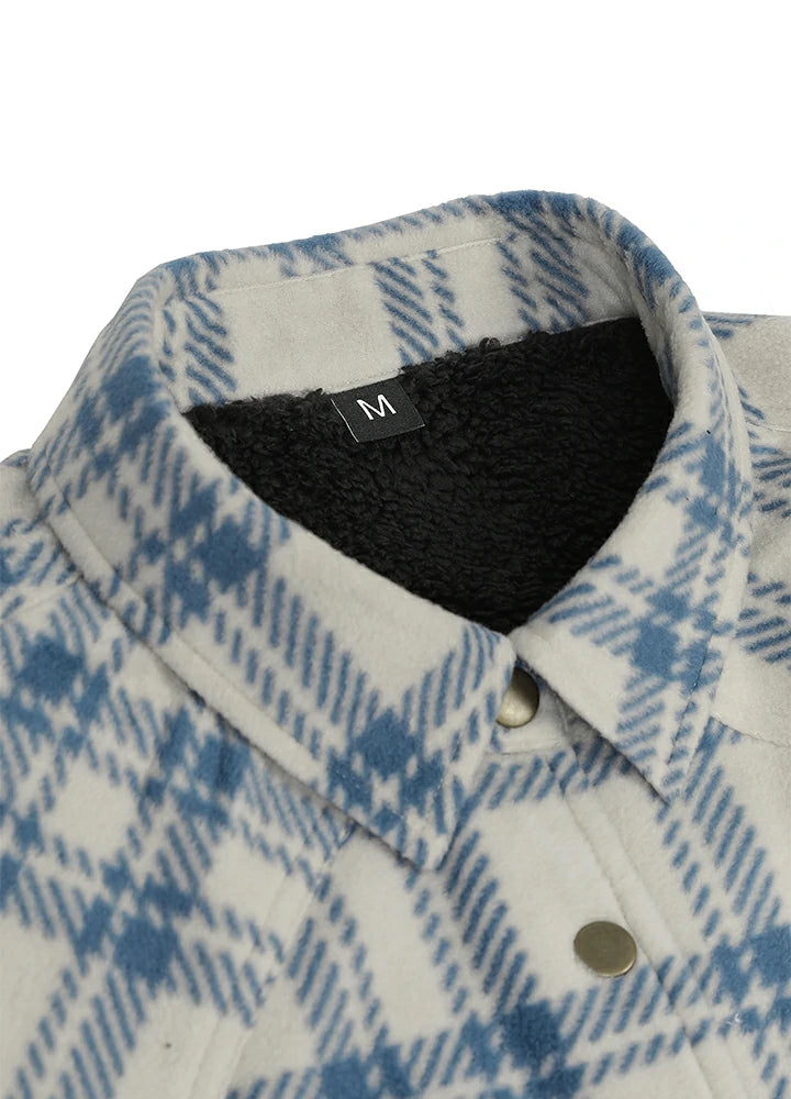Women's Fleece Lined Snap Button Shirt Jacket