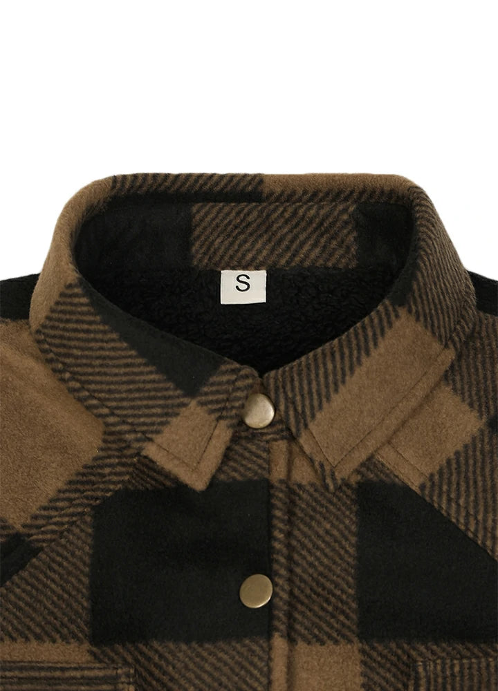 Women's Fleece Lined Snap Button Shirt Jacket