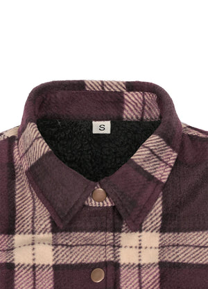 Women's Fleece Lined Snap Button Shirt Jacket