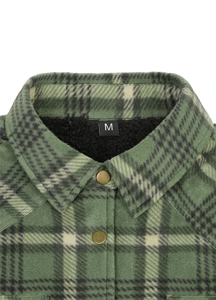 Women's Fleece Lined Snap Button Shirt Jacket