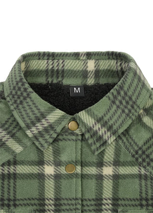 Women's Fleece Lined Snap Button Shirt Jacket