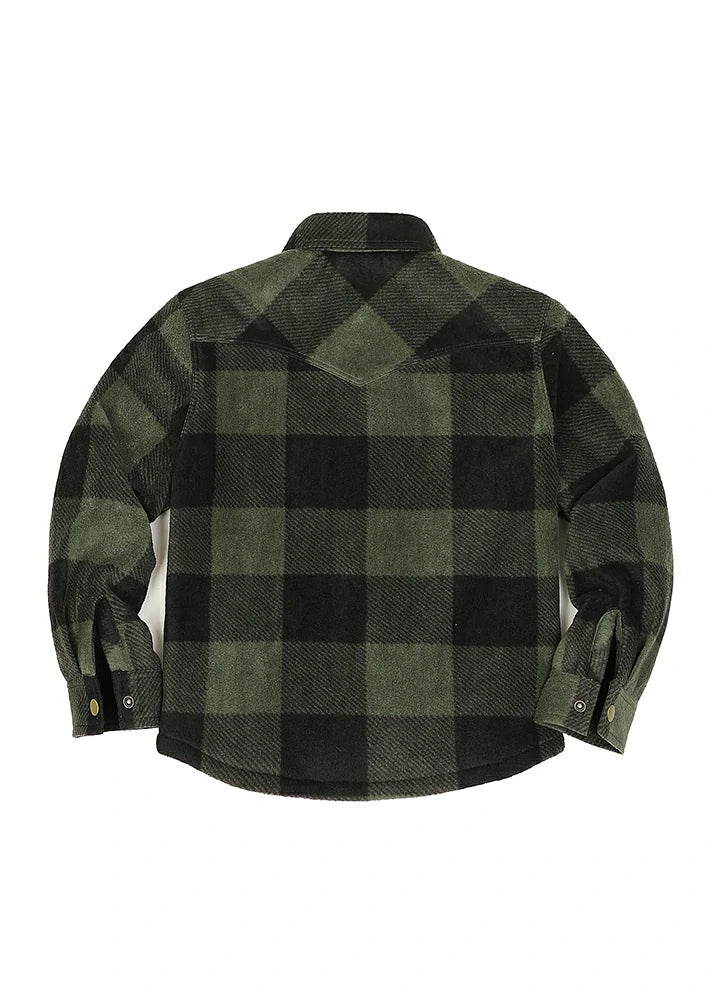 Kids Warm Fleece Lined Snap Button Shirt Jacket