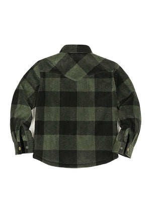 Kids Warm Fleece Lined Snap Button Shirt Jacket
