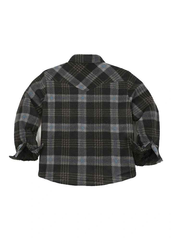 Kids Warm Fleece Lined Snap Button Shirt Jacket