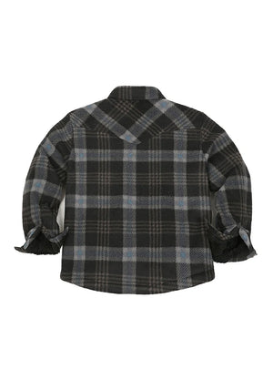 Kids Warm Fleece Lined Snap Button Shirt Jacket
