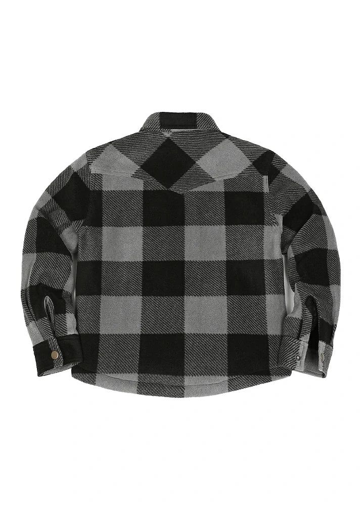 Kids Warm Fleece Lined Snap Button Shirt Jacket