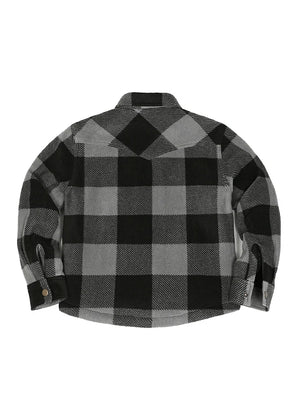 Kids Warm Fleece Lined Snap Button Shirt Jacket