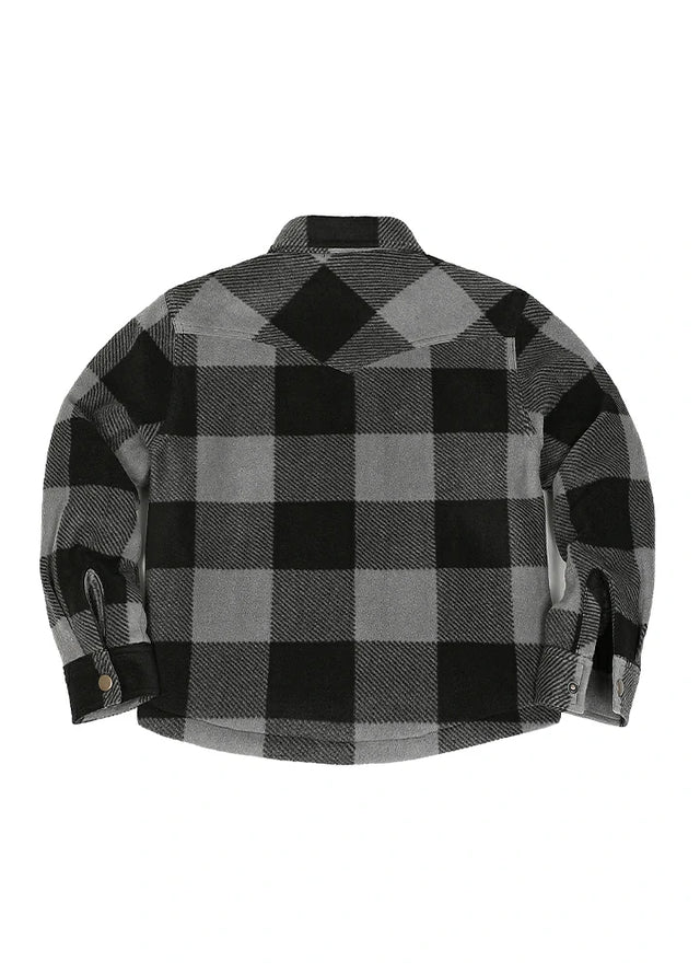 Kids Warm Fleece Lined Snap Button Shirt Jacket
