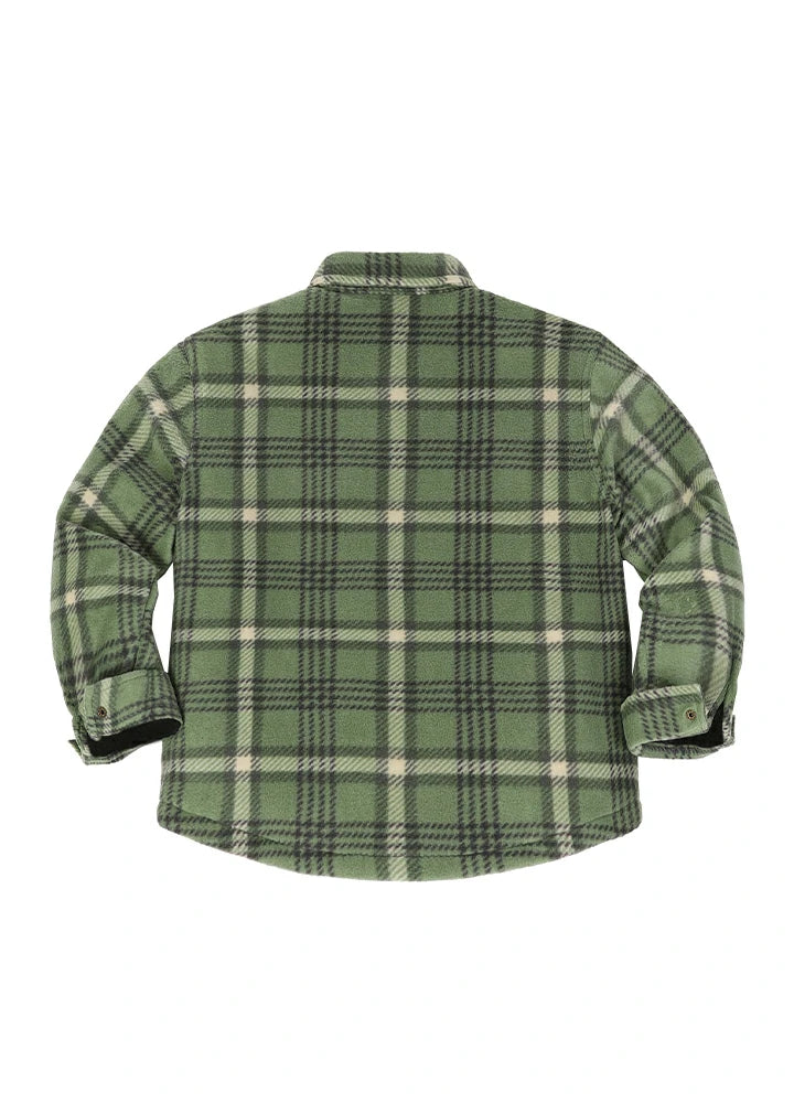 Kids Warm Fleece Lined Snap Button Shirt Jacket