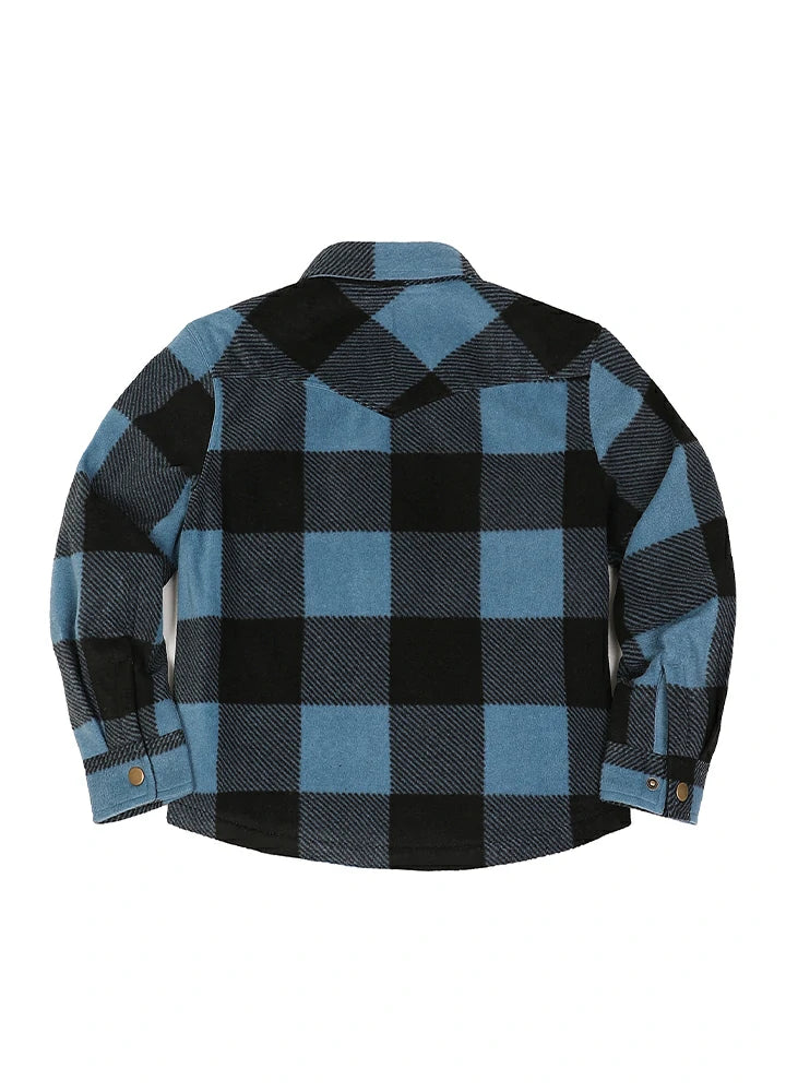 Kids Warm Fleece Lined Snap Button Shirt Jacket