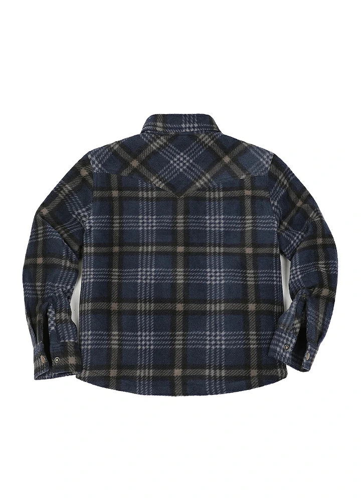 Kids Warm Fleece Lined Snap Button Shirt Jacket