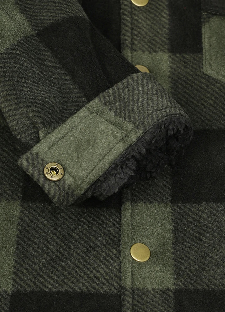 Kids Warm Fleece Lined Snap Button Shirt Jacket