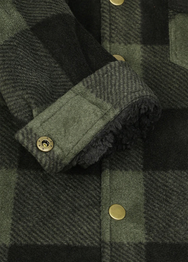 Kids Warm Fleece Lined Snap Button Shirt Jacket