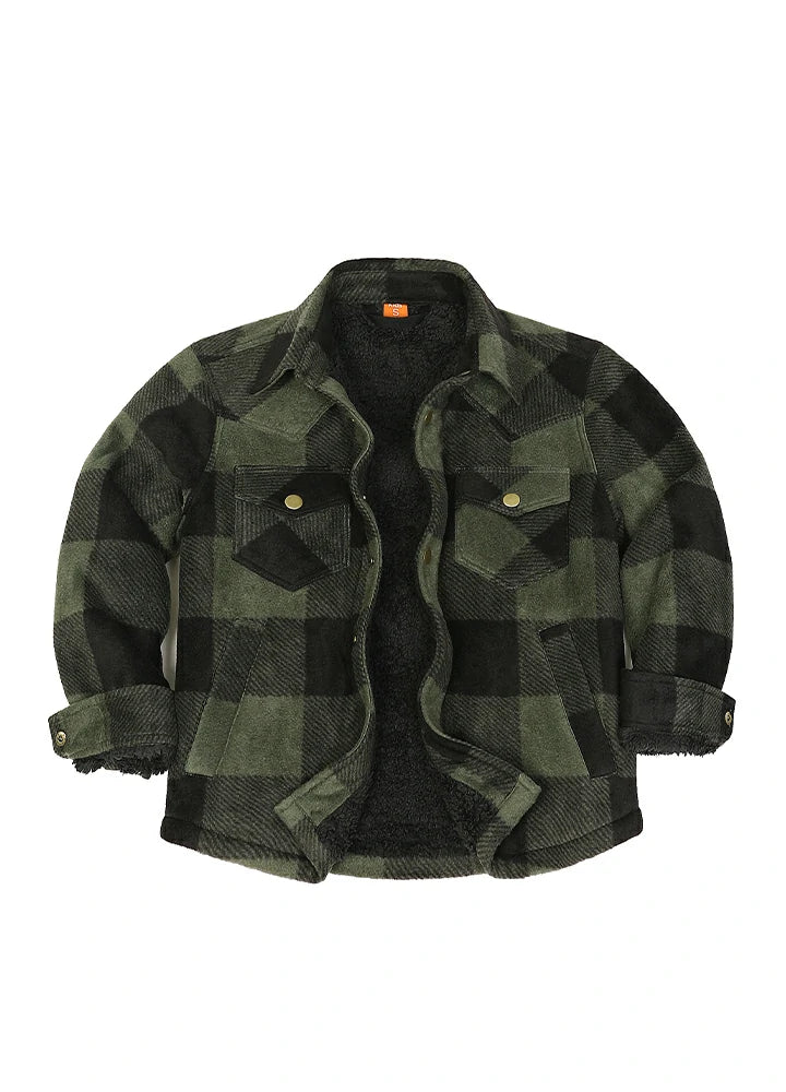 Kids Warm Fleece Lined Snap Button Shirt Jacket