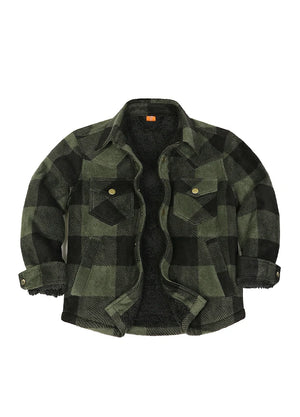 Kids Warm Fleece Lined Snap Button Shirt Jacket