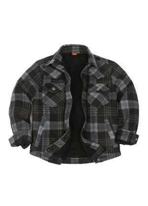 Kids Warm Fleece Lined Snap Button Shirt Jacket
