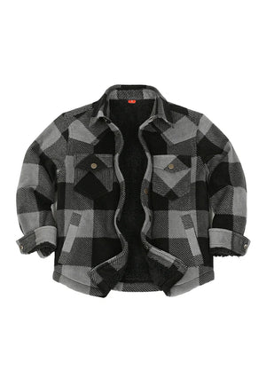 Kids Warm Fleece Lined Snap Button Shirt Jacket