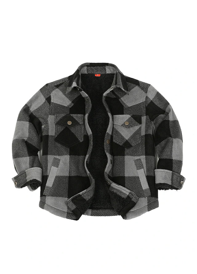 Kids Warm Fleece Lined Snap Button Shirt Jacket