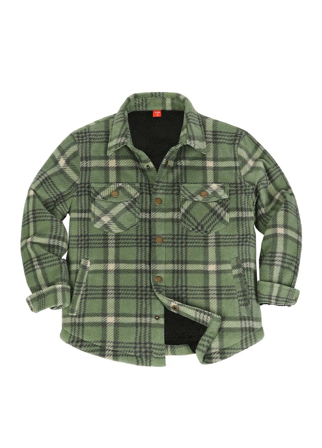 Kids Warm Fleece Lined Snap Button Shirt Jacket