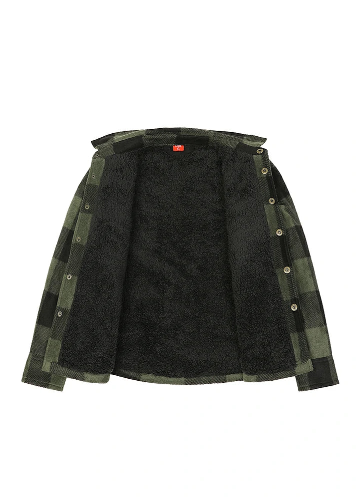 Kids Warm Fleece Lined Snap Button Shirt Jacket
