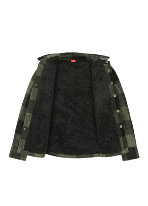 Kids Warm Fleece Lined Snap Button Shirt Jacket
