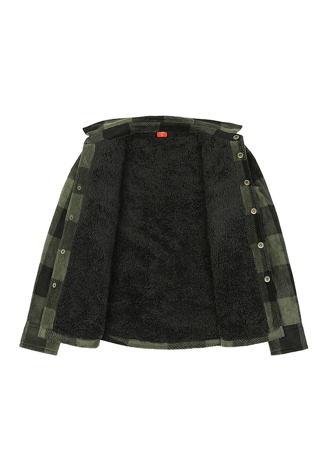 Kids Warm Fleece Lined Snap Button Shirt Jacket