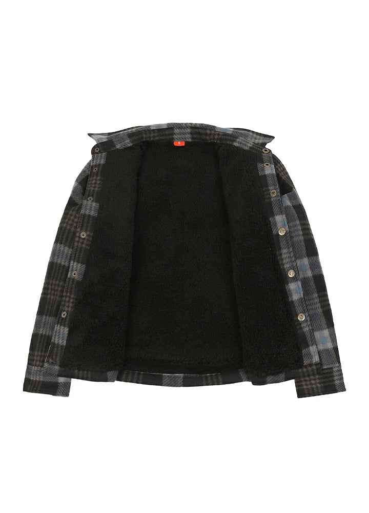 Kids Warm Fleece Lined Snap Button Shirt Jacket