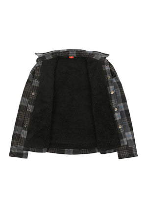 Kids Warm Fleece Lined Snap Button Shirt Jacket