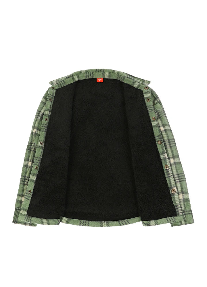 Kids Warm Fleece Lined Snap Button Shirt Jacket