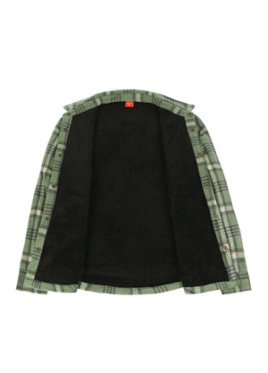 Kids Warm Fleece Lined Snap Button Shirt Jacket