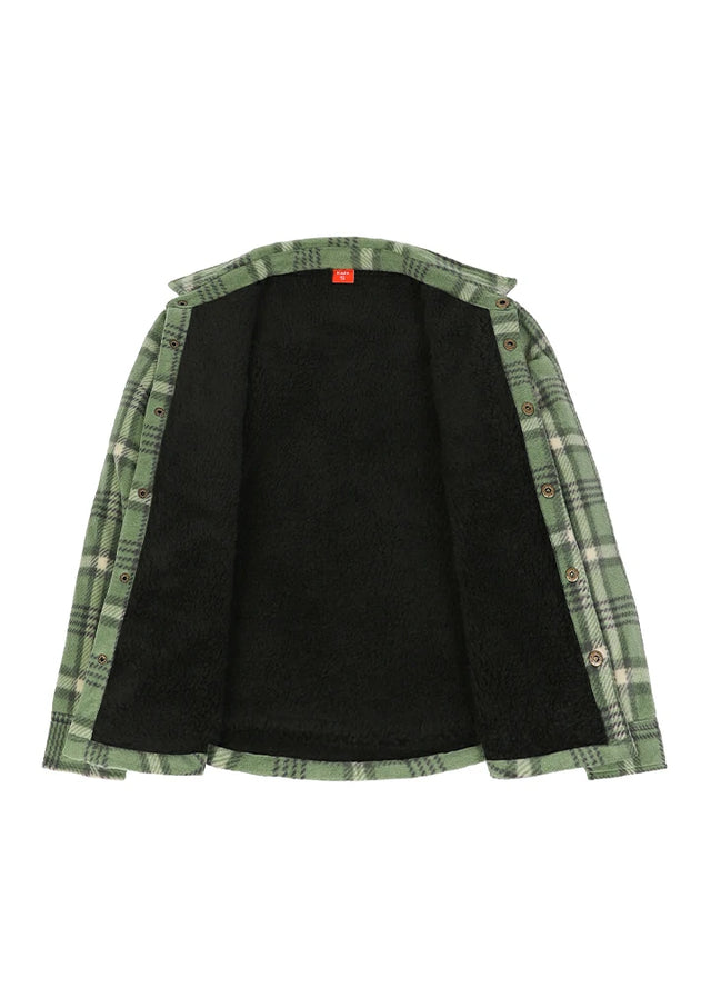 Kids Warm Fleece Lined Snap Button Shirt Jacket