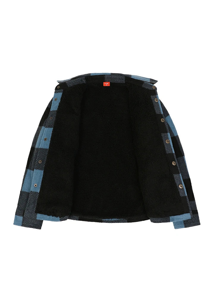 Kids Warm Fleece Lined Snap Button Shirt Jacket