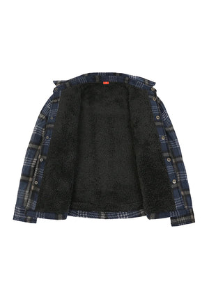 Kids Warm Fleece Lined Snap Button Shirt Jacket