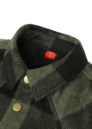 Kids Warm Fleece Lined Snap Button Shirt Jacket