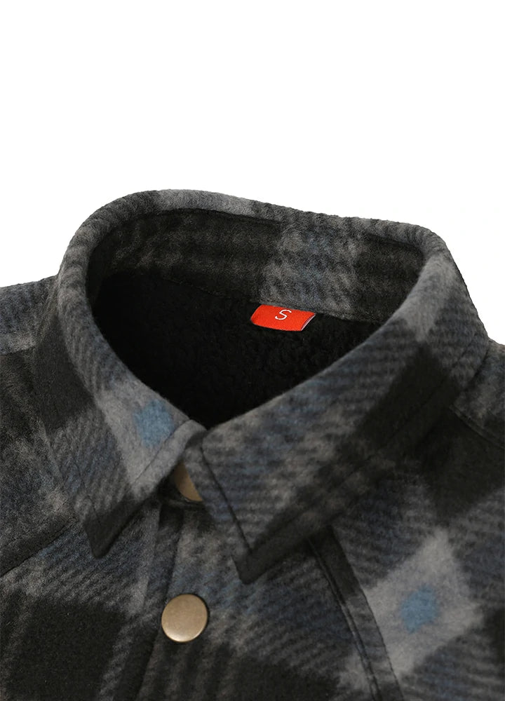 Kids Warm Fleece Lined Snap Button Shirt Jacket