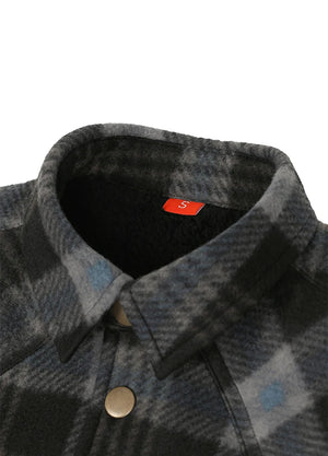 Kids Warm Fleece Lined Snap Button Shirt Jacket