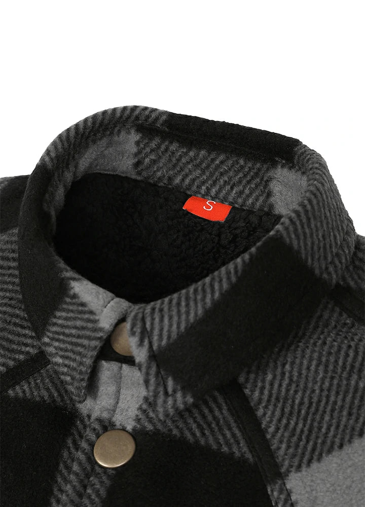 Kids Warm Fleece Lined Snap Button Shirt Jacket