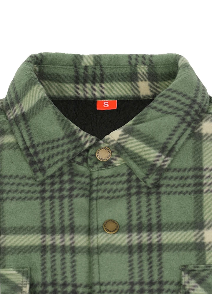 Kids Warm Fleece Lined Snap Button Shirt Jacket