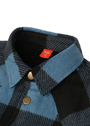Kids Warm Fleece Lined Snap Button Shirt Jacket