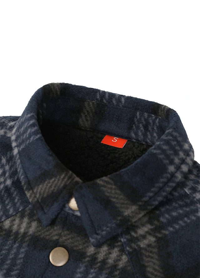 Kids Warm Fleece Lined Snap Button Shirt Jacket