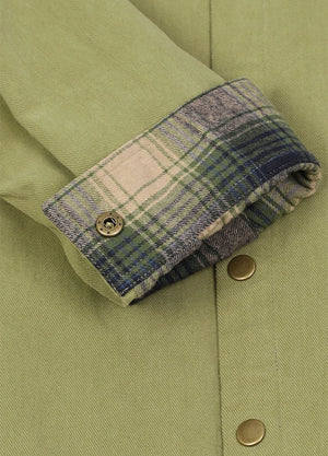 Men's Flannel Lined Heavy Washed Cotton Outdoor Utility Shirt Jacket
