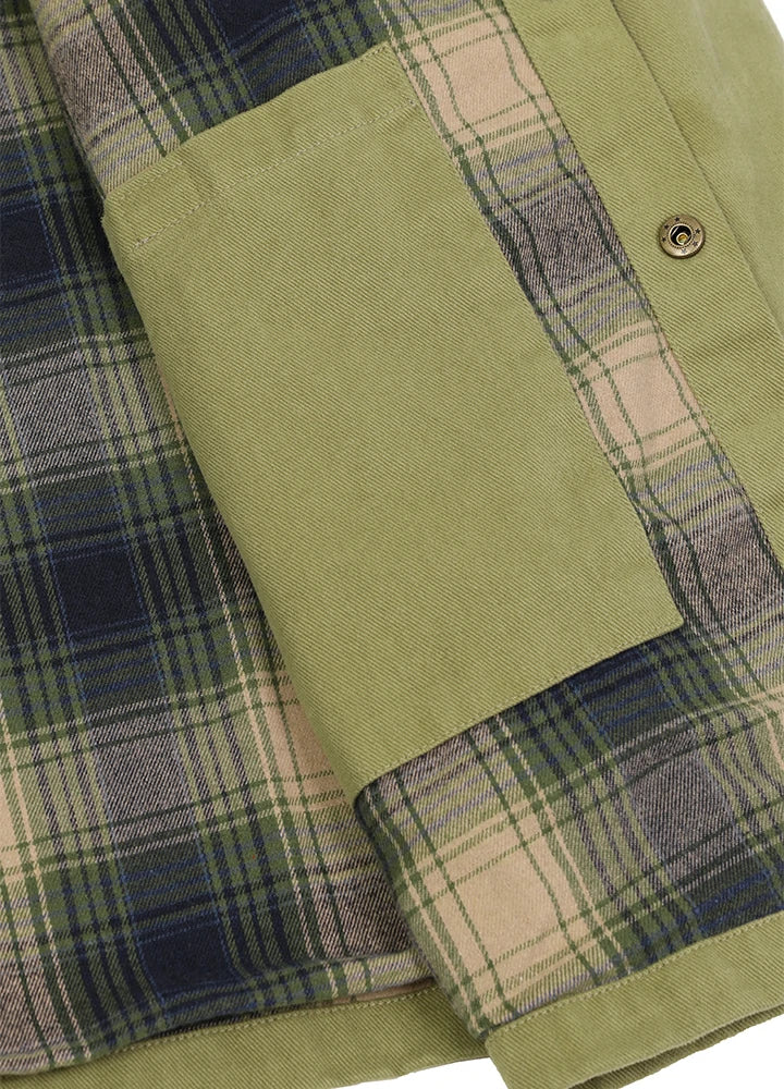 Men's Flannel Lined Heavy Washed Cotton Outdoor Utility Shirt Jacket