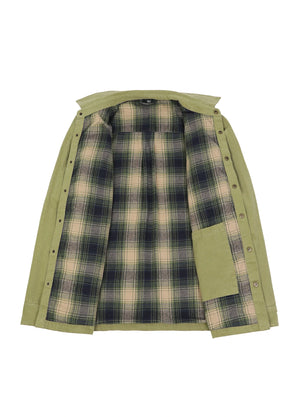 Men's Flannel Lined Heavy Washed Cotton Outdoor Utility Shirt Jacket