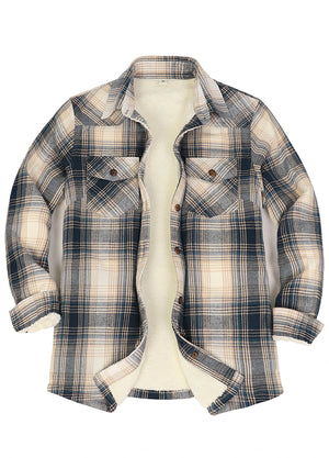 Women's Sherpa Lined Flannel Shirt Jacket, Button Down