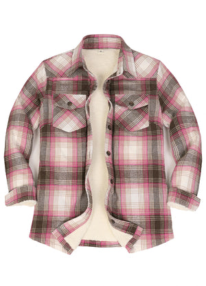 Women's Sherpa Lined Flannel Shirt Jacket, Button Down