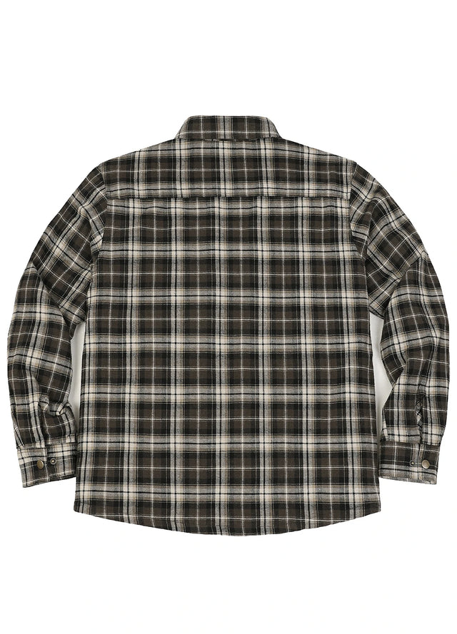 Back view of woodland dusk men's thermal lined flannel shirt jacket-XR1302KAF-S,XR1302KAF-M,XR1302KAF-L,XR1302KAF-XL,XR1302KAF-XXL