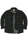 Front view of tartan green men's thermal lined flannel shirt jacket-XR1302SGLL-S,XR1302SGLL-M,XR1302SGLL-L,XR1302SGLL-XL,XR1302SGLL-XXL