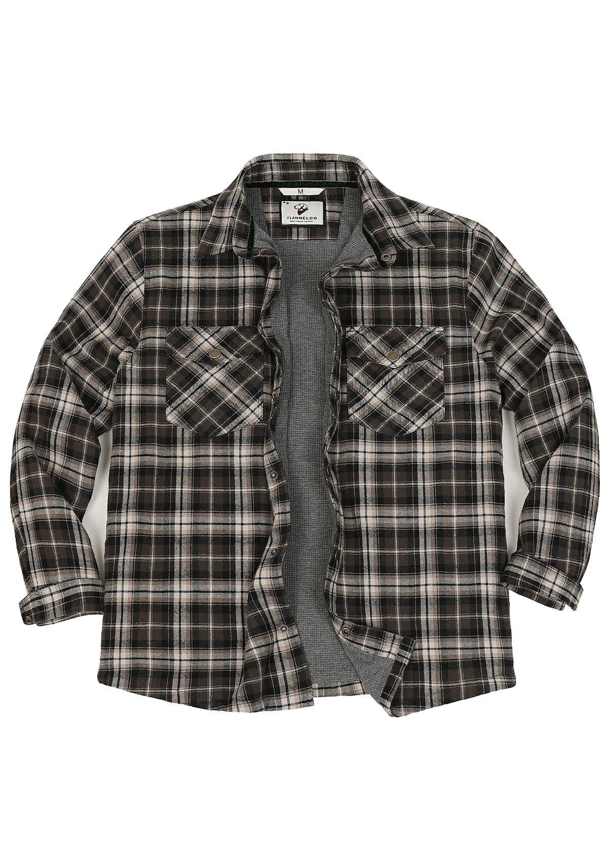 Front view of woodland dusk men's thermal lined flannel shirt jacket-XR1302KAF-S,XR1302KAF-M,XR1302KAF-L,XR1302KAF-XL,XR1302KAF-XXL